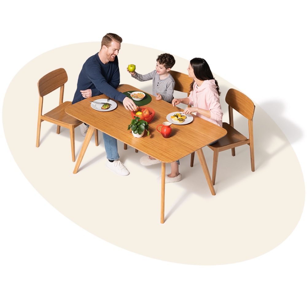 family eating at a table